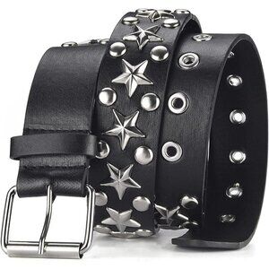 Studded Belts Women Stud Punk Rock Woman Girls Black  Waist Belt for Cosplay